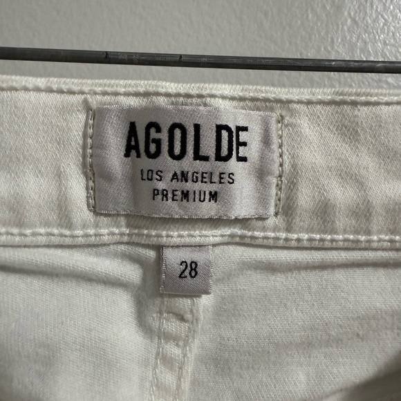Agolde Sophie Cropped White Raw-hem Jeans - Picture 2 of 6
